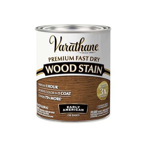 Varathane Premium Fast Dry Wood Stain | 1 Hour Dry Time | 1 Coat Color | Interior Wood Stain | Furniture, Cabinets, Doors, Trim | Quart | Early American