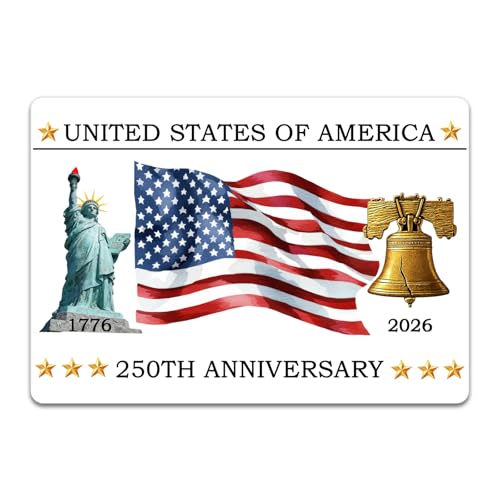 250th Anniversary Commemorative Fridge Magnet - United States of America 250 Years Statue of Liberty, 3.5x5 Inch Porcelain White Acrylic, Patriotic Keepsake Gift for 1776-2026 Semiquincentennial