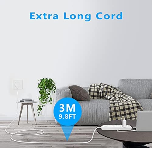 Extension Lead 3M with USB Slots, 3 Way Power Extension with 2 USB Ports, BEVA Multi Plug Extension Sockets with Individual Switches, Wall Mountable Power Strip with 3M Extension Cord