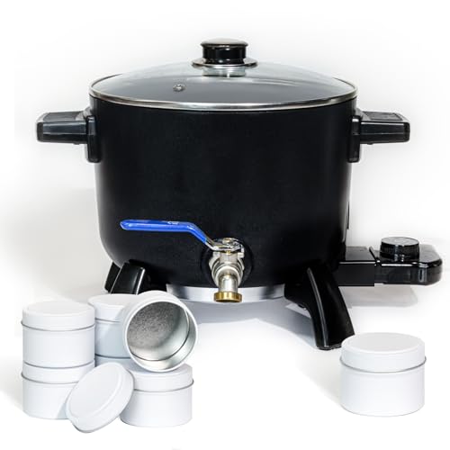 Aroparc Electric Wax Melter + 4oz White Candle Tins for Candle Making