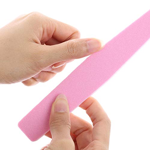 20Pcs Nail Buffers Block Files Sponge Washable Double Sided 100/180 Sanding Buffing File For Acrylic Nails, (Pink) #TOP3