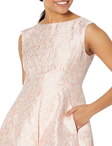 Anne Klein Women's Jacquard Fit And Flare Dress, Cherry Blossom/Nyc White, 16 #TOP2