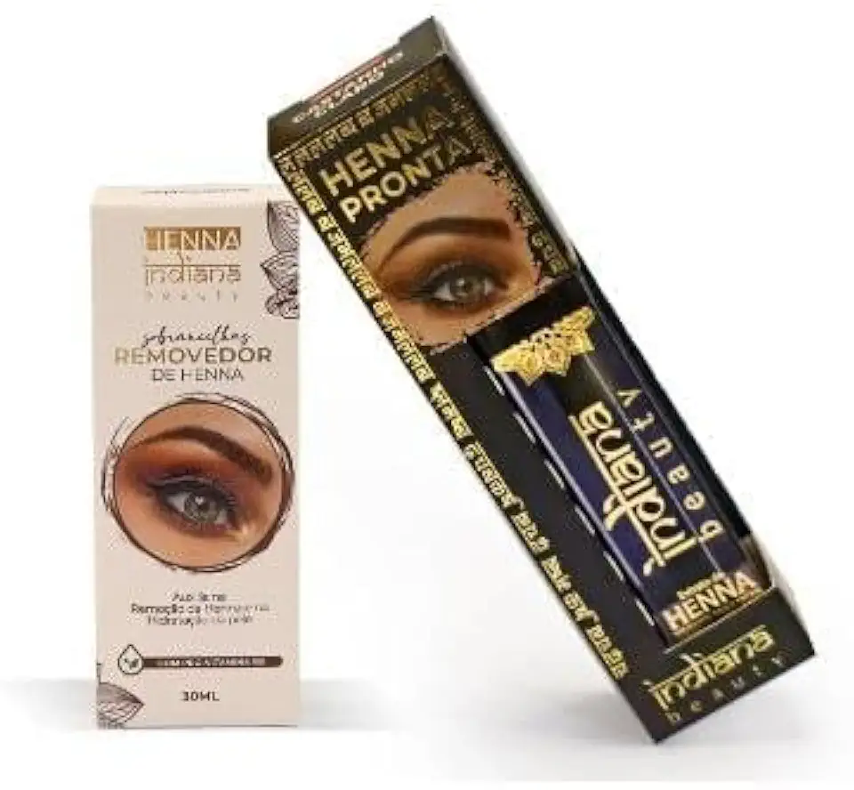 Indiana Beauty Henna Pronta para Sobrancelhas com Aplicador + Removedor de Henna com Pró-Vitamina B5, 30ml (Ruivo) (Vermelho)