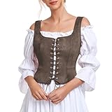 American Trends Disfraz renacentista para mujer, corsé de pirata, chaleco medieval, corsé vintage, disfraz vintage, Café, Large