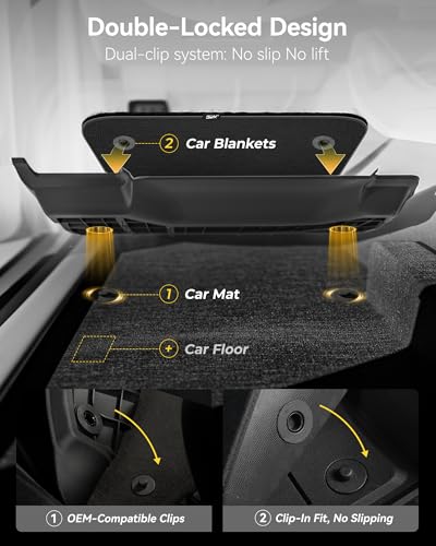 Image of 3W Floor Liner & Carpet Top Bundle for 2019-2024 Dodge Ram 1500 Crew Cab (New Body /Without Storage) All-Weather 1st & 2nd Row TPE Mats Set, Not for Classic Models
