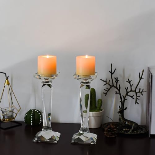 Crystal Candle Holders - 2-Pack Clear Taper/Pillar Set