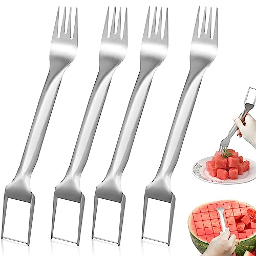4 Pcs Watermelon Fork Slicer Cutter, Stainless Steel...