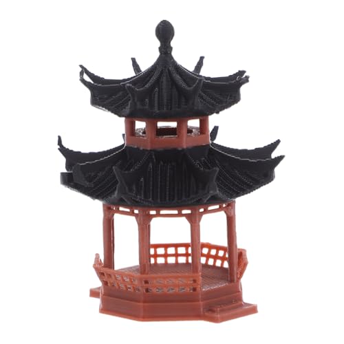 MAGICLULU Vintage Miniature Pagoda Statue Octagonal Micro Landscape Pavilion Ornament for Bonsai Aquarium Portable Tabletop Garden Decor with Sturdy Construction Elegant Chinese Style for