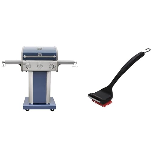 Kenmore 3-Burner Outdoor BBQ Grill | Liquid Propane Barbecue Gas Grill with Folding Sides, PG-A4030400LD-AZ, Pedestal Grill with Wheels, 30000 BTU, Azure & Char-Broil 8666894 SAFER Replaceable Head