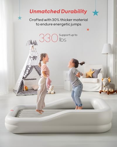 Qpau Larger Inflatable Toddler Travel Bed, Portable Kids Air Mattress With Built-In Bumpers, Fast Electric Pump, Separate Mattress Design, For Home thumb #2