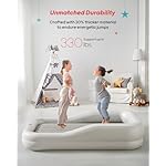 QPAU Larger Inflatable Toddler Travel Bed, Portable Kids Air Mattress with Built-in Bumpers, Fast Electric Pump, Separate Mattress Design, for Home, Grandma's, Camping, and Vacation, Grey - Image 3