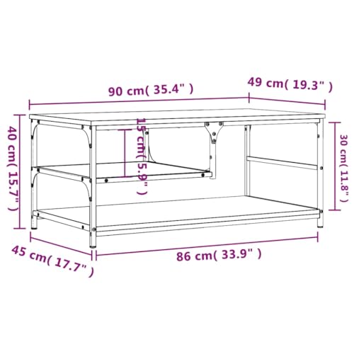 Table basse avec plateau stable et cadre métal effet bois de qualité