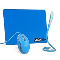 SOONGO Mini Mouse Pad Kids Mouse for Laptop USB LED Light 3 in 1 Gift Combo Mouse Pad Non-Slip Rubber Base USB Reading Lamp with Dimmable Touch Switch