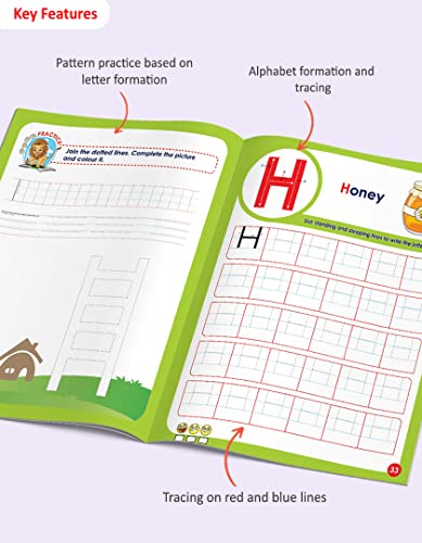 Image of Woodsnipe Alphabet & Number Practice for Preschool Ages 2 to 4 Years | Pattern Writing, Capital Letters, Number 1-20 with ample activity worksheets| Notebook Style | English-Maths Home-schooling Pack
