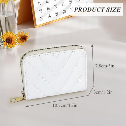 Women Credit Card Wallet, Leather Credit Card Holder Small Accordion Wallet with 18 Card Slots and 2 Cash Slots (White)2