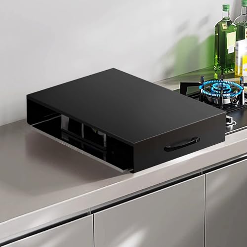 Cubre Encimera Gas, Protector Cocina Gas con Patas Antideslizantes, para Cocinas de Gas, Utensilios de Cocina Hechos a Mano(Black,14x18in/35x45cm)