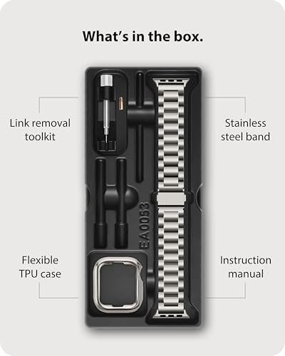 Image of Fullmosa Metal Band with Case for Apple Watch 41 /40 /38mm | Fits iWatch Series 9 /8 /7 /6 /5 /4 /3 /2 /1,SE3 /2 /1,Stainless Steel Strap for Men Women Professional Office Starlight