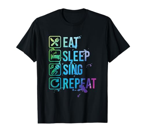 Sing Karaoke Eat Sleep Repeat Watercolor Gift Camiseta