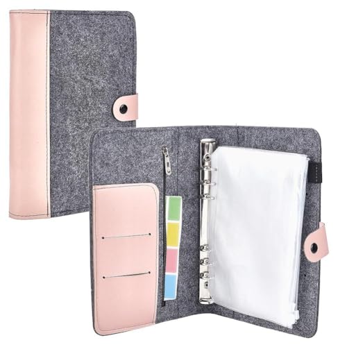 OLYCRAFT Estojo de agulhas de tricô circular 26 x 18 cm rosa retangular conjunto de capa kraft 12 bolsos para fichário e 160 peças de papel de etiqueta para coleta e classificação