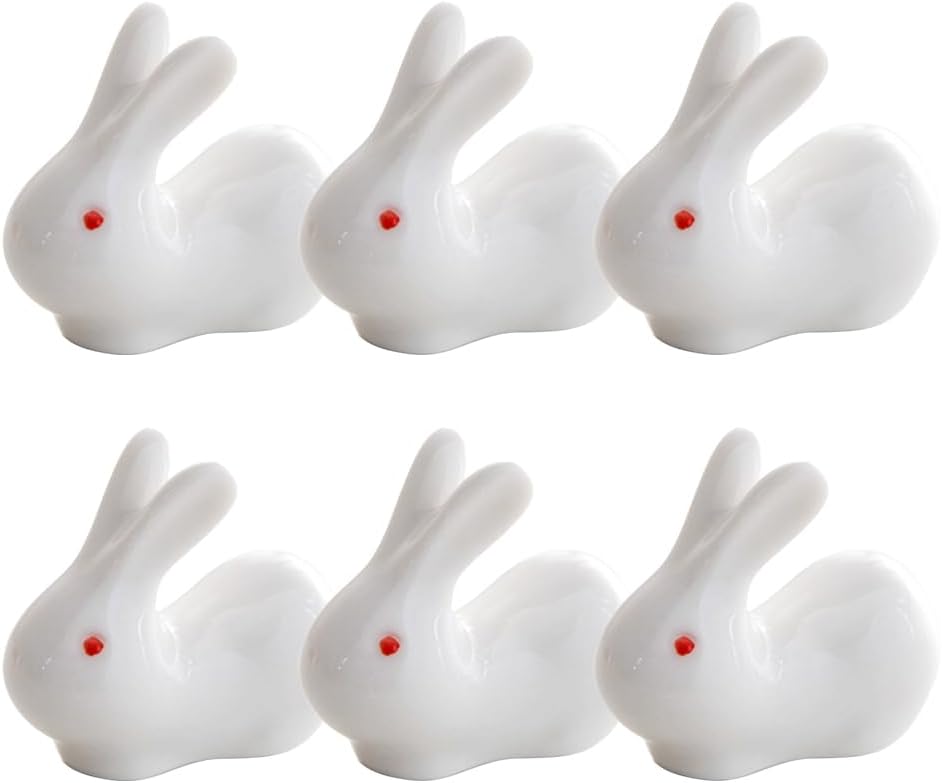 ABOOFAN 6-Piece Ceramic Chopstick Holder Set Cute Rabbit Chopstick Rest for Tabletop Keeps Chopsticks from Rolling Easy-Clean Tableware Accessory for Home Hotel Banquet Dining
