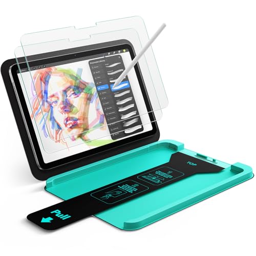 ESR 2 Pack Paper-Feel Armorite Screen Protectors for iPad A16 11th/10th Generation (11/10.9 Inch, 2025/2022), Write and Draw Like on Paper, 9H Tempered Glass Film with Ultra Fit Tray
