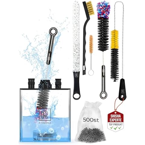 Hookah Cleaning Kit with 5 Brushes & 500 Stainless Steel Cleaning Beads - Premium Hookah Accessories for a Shisha Cleaning - Hookah Bowl & Hookah Vase Cleaning Set & Hookah Cleaning Set Cover
