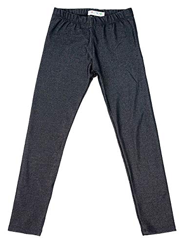Vivian's Fashions Long Leggings - Girls, Knit Denim (Black, X-Large)