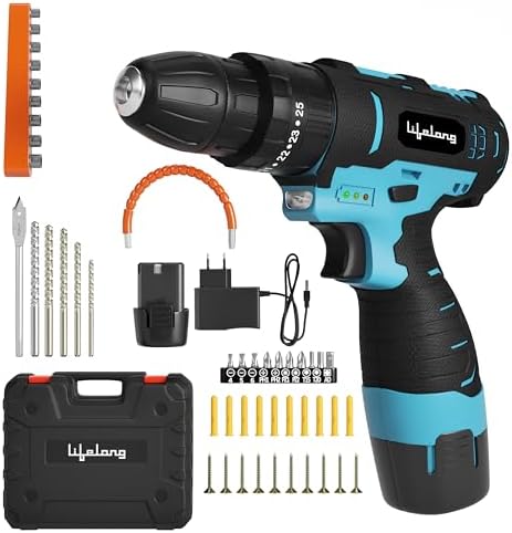 Lifelong 12V Cordless Drill Machine For Home Use|Cordless Screw Driver Machine|2-Speed, 0-1500Rpm|1-10Mm Chuck For Home Use|Drilling, Wood, Metal And Pvc Etc.|Heavy Duty, 1500 Mah Battery