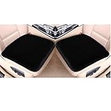 ZQX 車 座布団 ラビットファー風 秋冬用 毛が抜けにくい 暖かい ふわふわ 軽自動車 普通車用 車シートカバー 滑り止め 通気性 正方形 取付簡単 運転席 助手席 椅子用 2枚セット ブラック