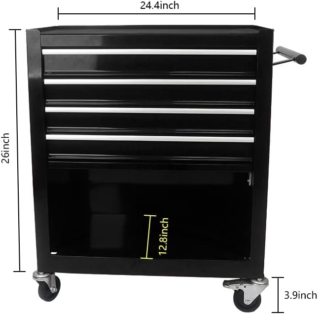 Miniatura 2 de Cofre de herramientas con ruedas de 4 cajones con ruedas, carrito de herramientas multifuncional, gabinete de almacenamiento de herramientas