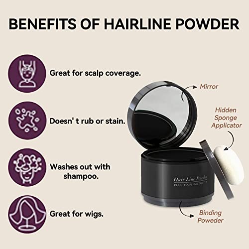 Hairline Powder Hair Shadow Powder For Filling In Thinning Hair Hair Root Dye Touch Up Hair Powder Hair Root Concealer For Makeup For Men And Women Black #TOP1