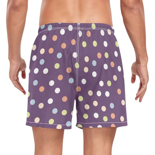 Mens Swim Shorts with Liner Black Polka Dots Quick-Dry Swim Shorts Small2