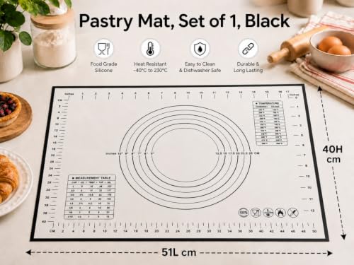 Image of Cutting EDGE Non Stick Stretchable Silicone Pastry Mat (Set of 1, Black)