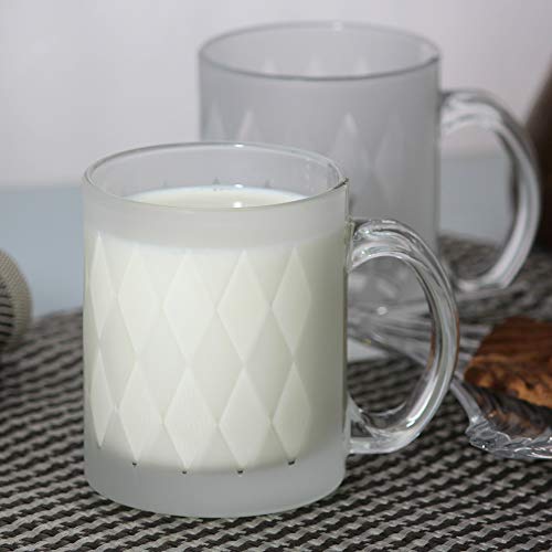 Iveo Glass Diamond Milk Mug (2 Pcs Set) White