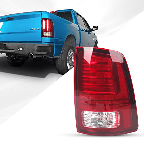 Fione Led Tail Lights Assembly For 2013-2018 Dodge Ram 1500 & 2013-2018 Ram 2500 And 2014-2018 Ram 3500 Halogen Type & Red Lens Black Interior With Bulbs Right Passenger Side Ch2800202 68093081Ac #TOP7