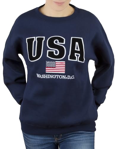 USA Washington D.C. Crewneck Sweatshirt (US, Alpha, X-Large, Regular, Regular, Navy)
