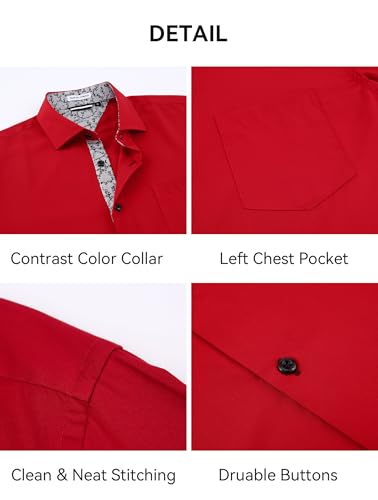 Esabel.C Mens Short Sleeve Dress Shirts 4-Way Stretch Regular Fit Stretch Wrinkle-Free Casual Button Down Shirts4