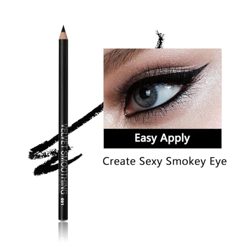 12 Pcs Jutqut Black Eyeliner Pencils Set, Matte Eyeliner Velvet Smooth, Natural Long Lasting Makeup Eye Liners, Easy to Color, Waterproof Eyeliner pencil Professional Eye-Makeup Pencil, Black - Image 3