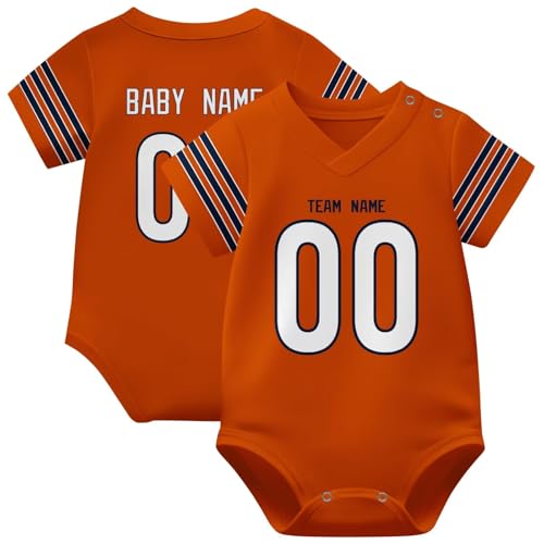 Image of KREDE Baby Clothes Unisex Bodysuit Jersey Style Custom Name Number for Baby Boys
