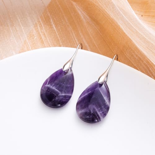 Agate Tear Beads Dangle Earrings, High Luxury Natural Stone Teardrop Fish Hook Earrings Elegant Trendy Pendant Drop Ear Jewelry for Women4
