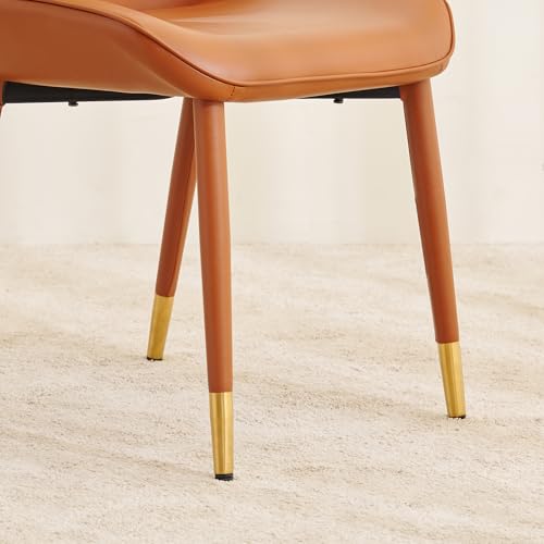 Image of Home Centre | Amanda Set of 2 Faux Leather Dining Chairs | Dining Chair for Home | Mild Steel | Brown | 1 Year Warranty