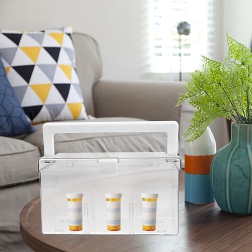 Image of Cabilock Transparent Portable Medicine Box with Handle Family First Aid Kit Organizer for Travel Camping Home Emergency Storage Lightweight Clear Plastic Carry Case 8.11X4.52X4.52In