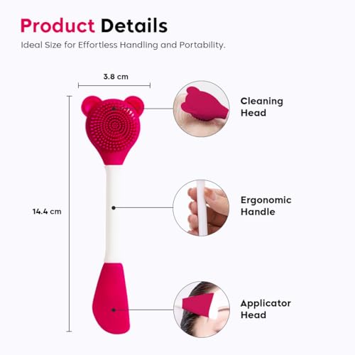 Image of Gleva Double-Headed Facial Massage Brush, Deep Pore Cleansing, Skin Exfoliator Brush, Face Mask Mud & Clay Applicator, Lips Face Cleansing, Cosmetic Tools (Rose),Silicone Facial Brush