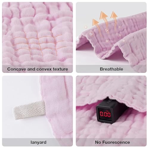 Image of Baby Muslin Washcloth Cotton Baby Wipes Cum Face Towel, Pack of 5, 10x10 inches - Pink