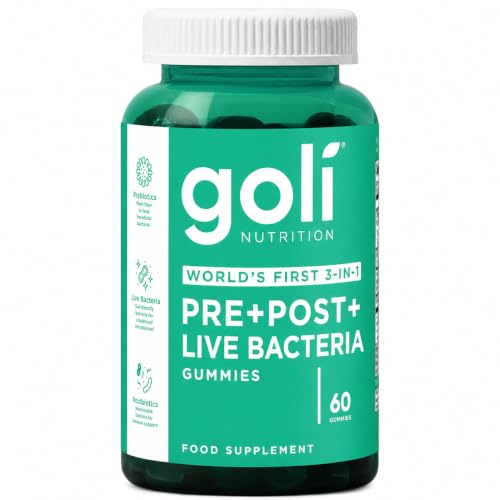 Goli Pre+Post+Live Bacteria Gummies | Digestive Health & Immune Support | Worlds First 3-in-1 | Gluten-Free Vegan Non-GMO Gelatin-Free | 60 Gummies