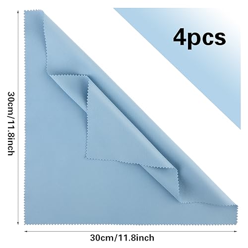4 Stück Blau Poliertuch Für Querflöte, Silberputztuch, Cleaning Baumwolltuch, Flötenputzer Für Gitarre Violine Klavier Blechbläser Trompete Saxophon Querflöte Flöte Tin Whistle (Blau)