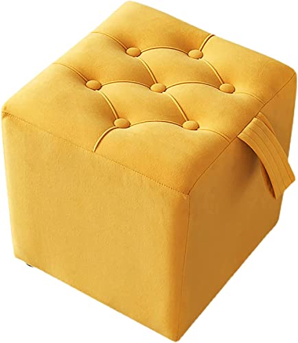 Repose-Pieds capitonné jaune aux finitions soignées en velours