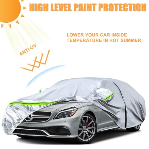 Image of Waterproof Car Covers Replace for 2004-2025 Mercedes Benz CLS, 6 Layers Silver All Weather Car Cover with Zipper Door & Windproof Bands for Snow Rain Dust Protection