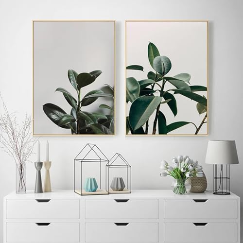 Affiches de feuilles vertes scandinaves 60x80 cm art mural salon