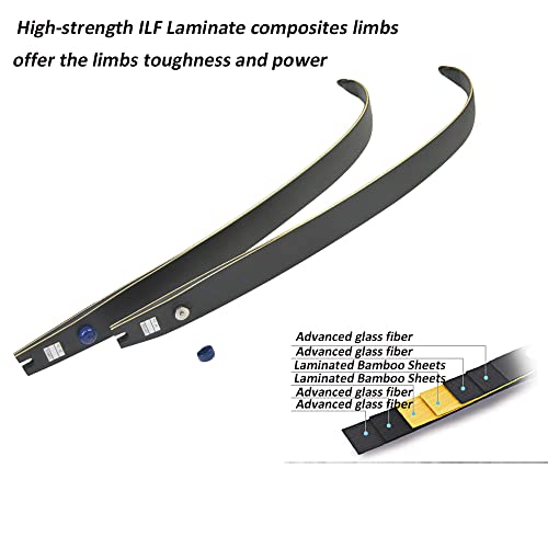 64 Inch Recurve Bow 30 lb Metal Bow Handle Composite Material Limbs Advanced Bowstring (Right Hand) - Image 4